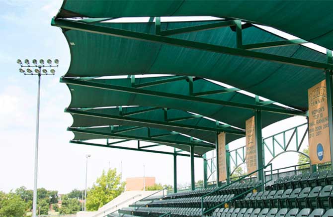 Green Shade Covers for baseball stadium seating by Kraftsman
