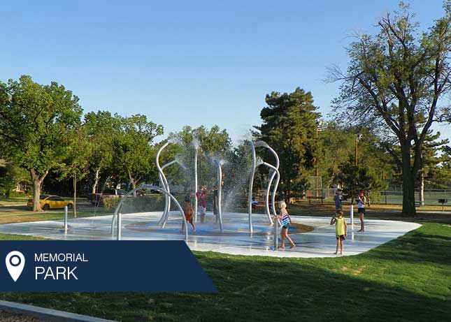 Kids playing at the Memorial Park Splash Pad by Kraftsman in Amarillo, TX